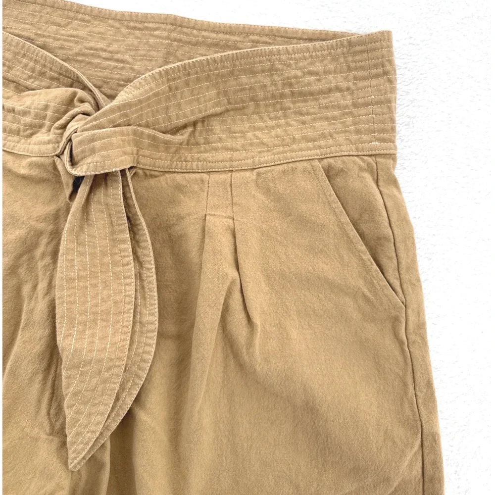 Free People FP One Womens Shorts Size 8 Tan Khaki Tie Waist Pleated Boho